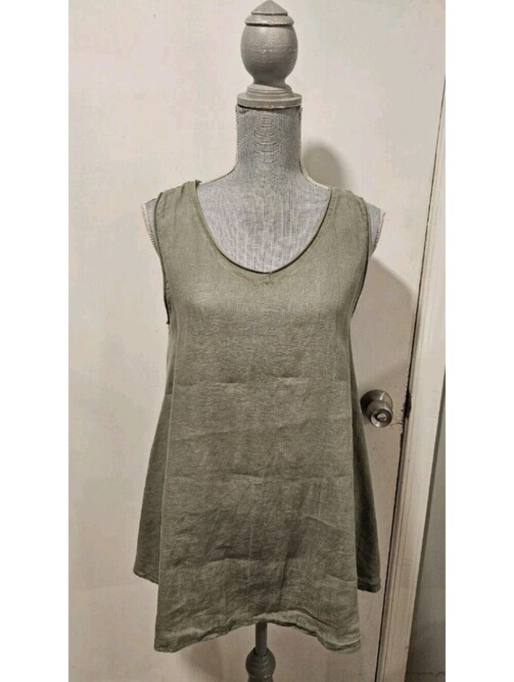 Late Libre Olive Green 100% Linen Top *READ*
